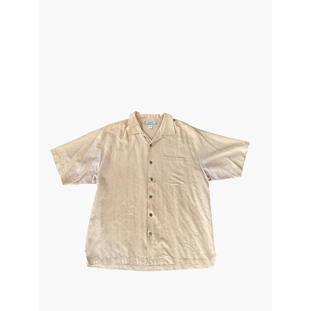 Tommy Bahama Camp Shirt Mens Large Silk Textured Short Sleeve Pocket